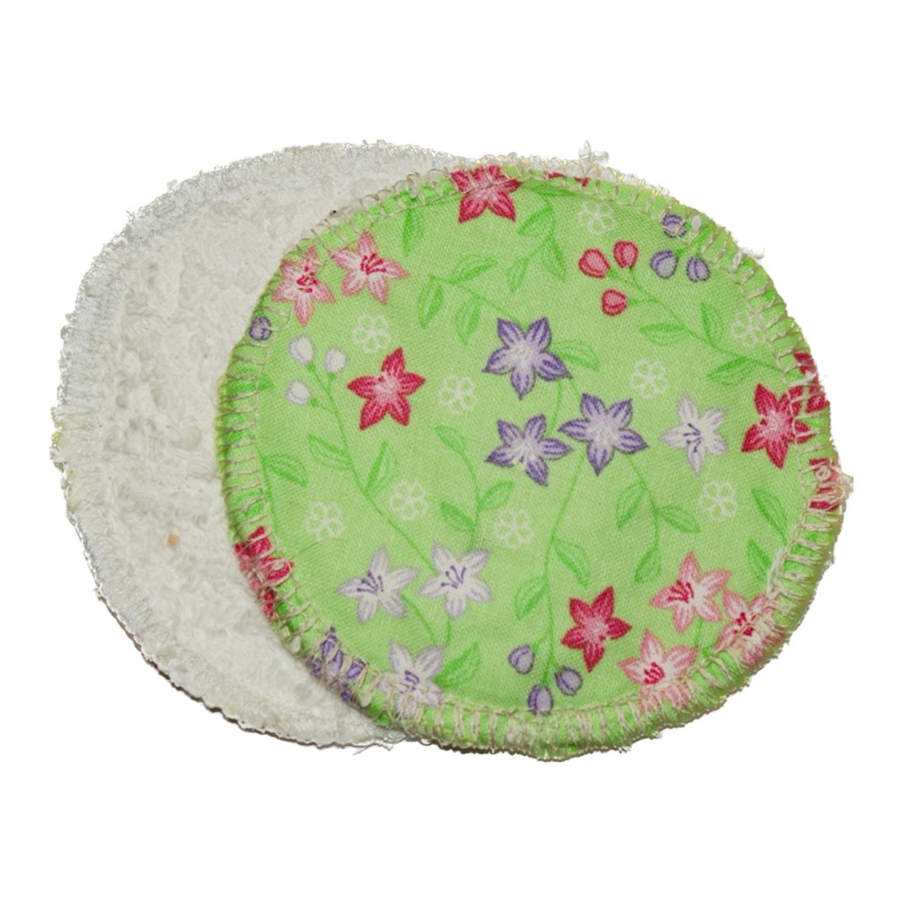 Reusable Makeup Remover Pads Green Floral Pattern (set of 10)